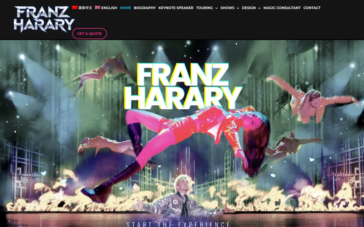 Homepage of franzharary.com, illusionist Franz Harary